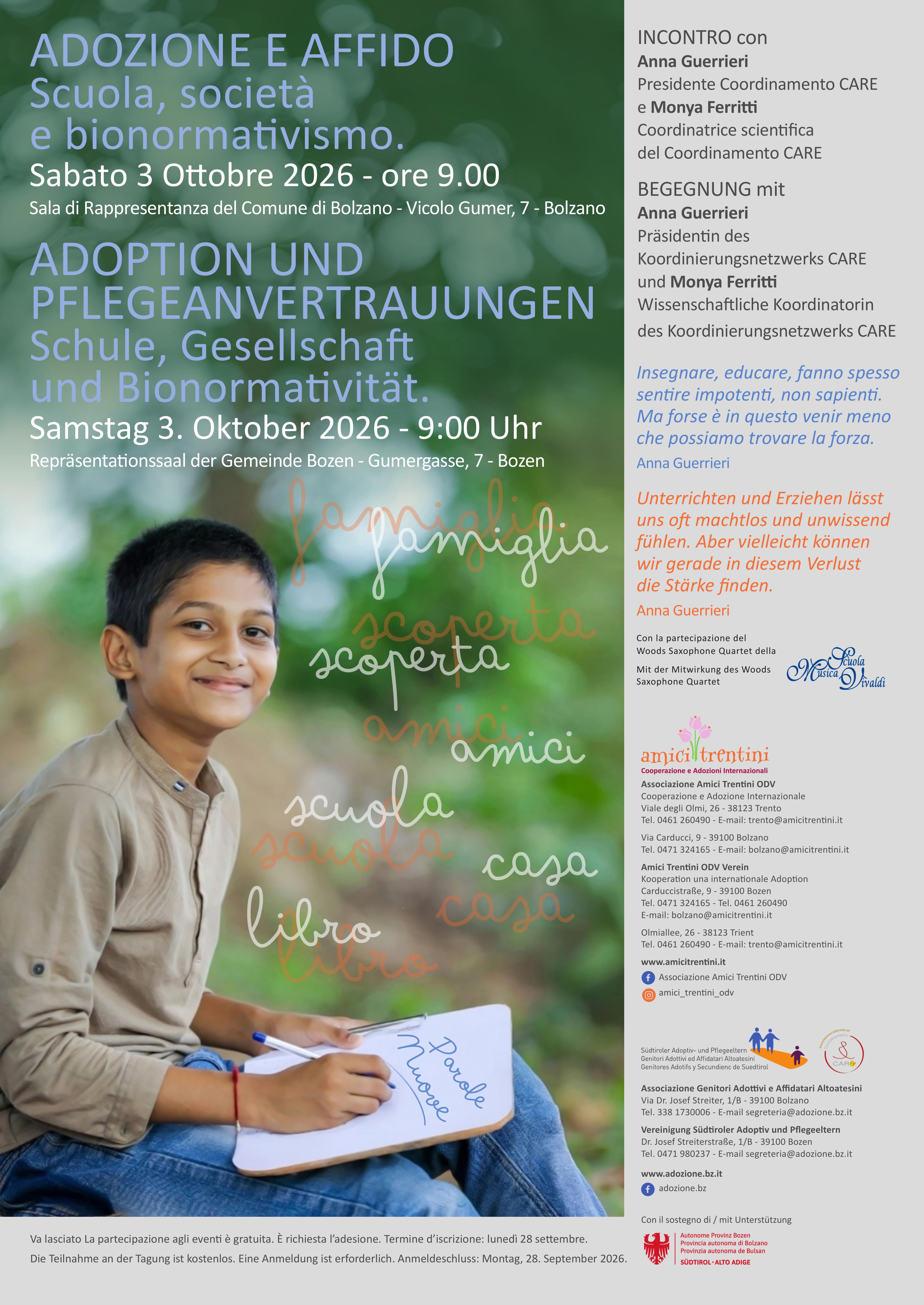 ADOZIONE E AFFIDO - Incontro con Anna Guerrieri e Monya Ferritti | ADOPTION UND PFLEGEFAMILIEN - Begegnung&hellip;